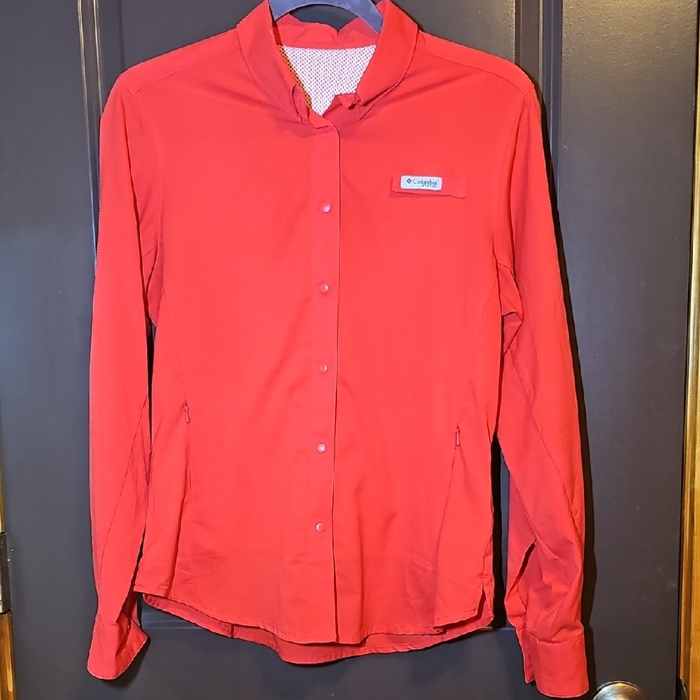 Columbia Red Sporty Blouse Lightweight Design